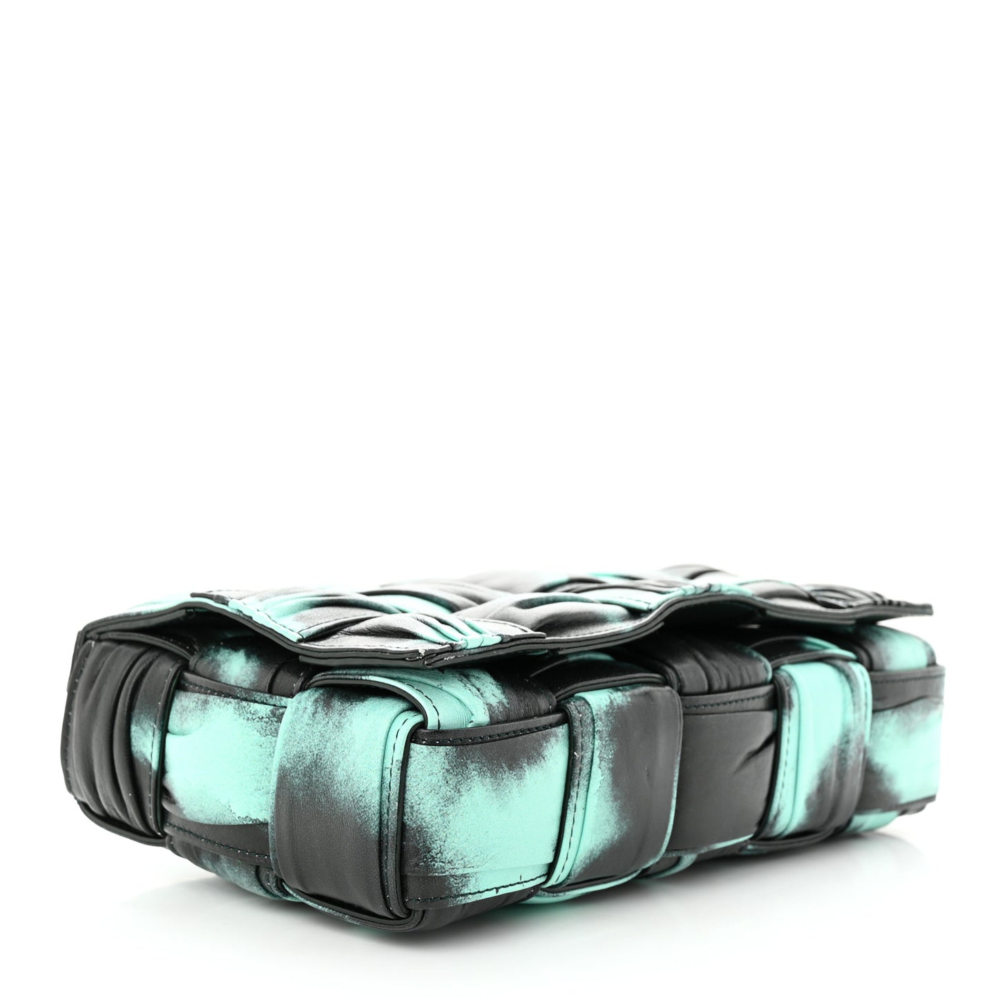 Foulard Tie Dye Maxi Intrecciato Padded Cassette Crossbody Bag Celadon Inkwell