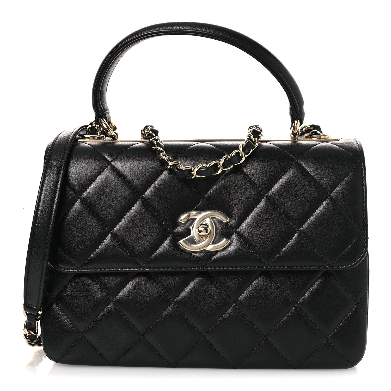 ななこ CHANEL Chanel Lambskin Quilted Small Trendy CC Dual Handle Flap Bag Black