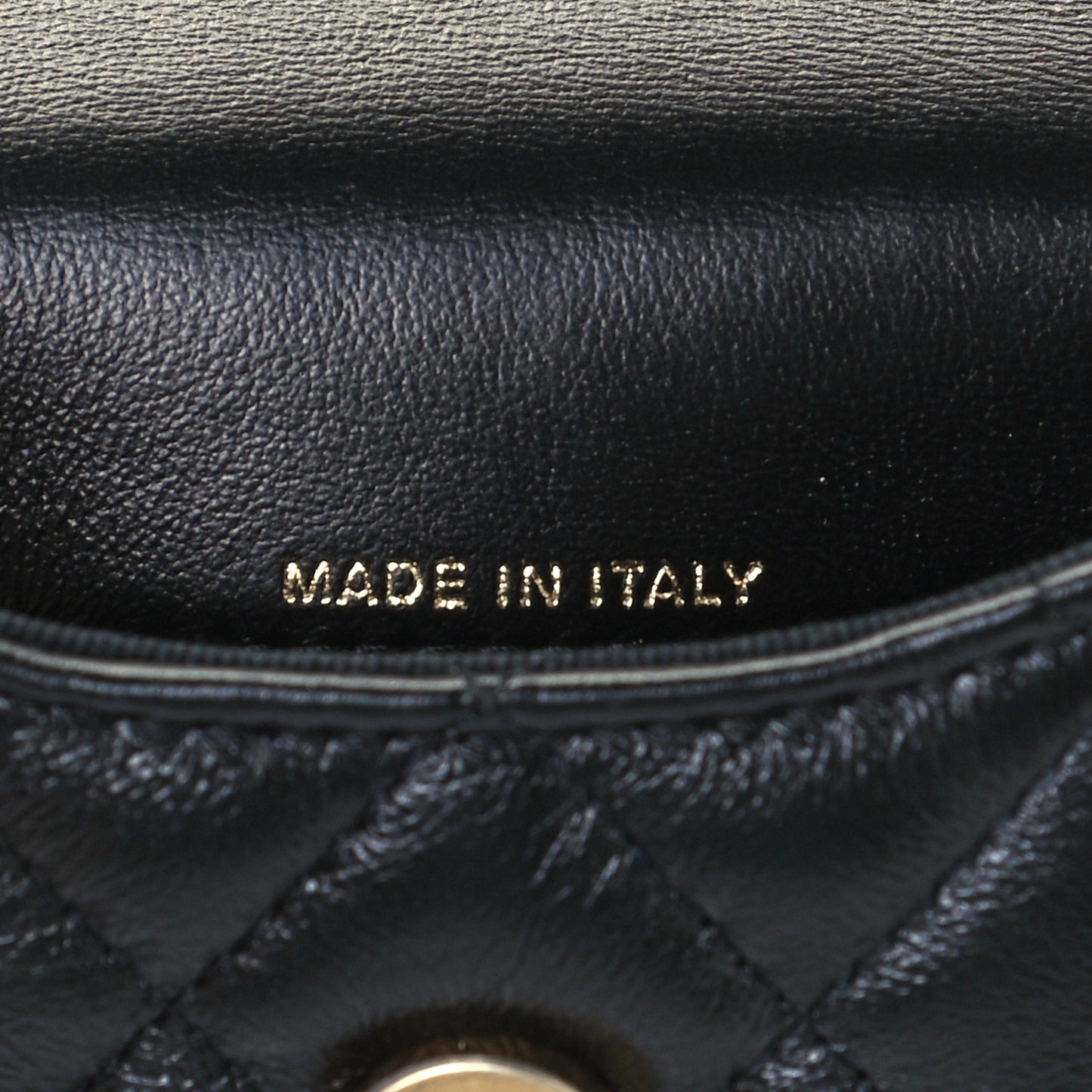 Lambskin Lacquered Metal Quilted Flap Chain Belt Bag Black