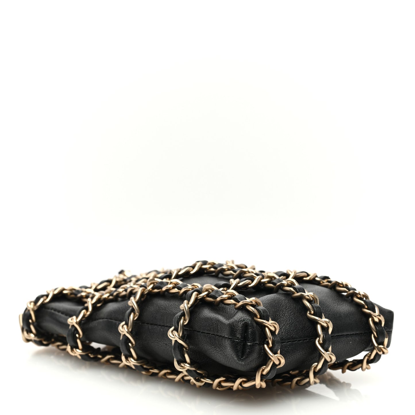 Lambskin Tech Me Out Clutch With Chain Black