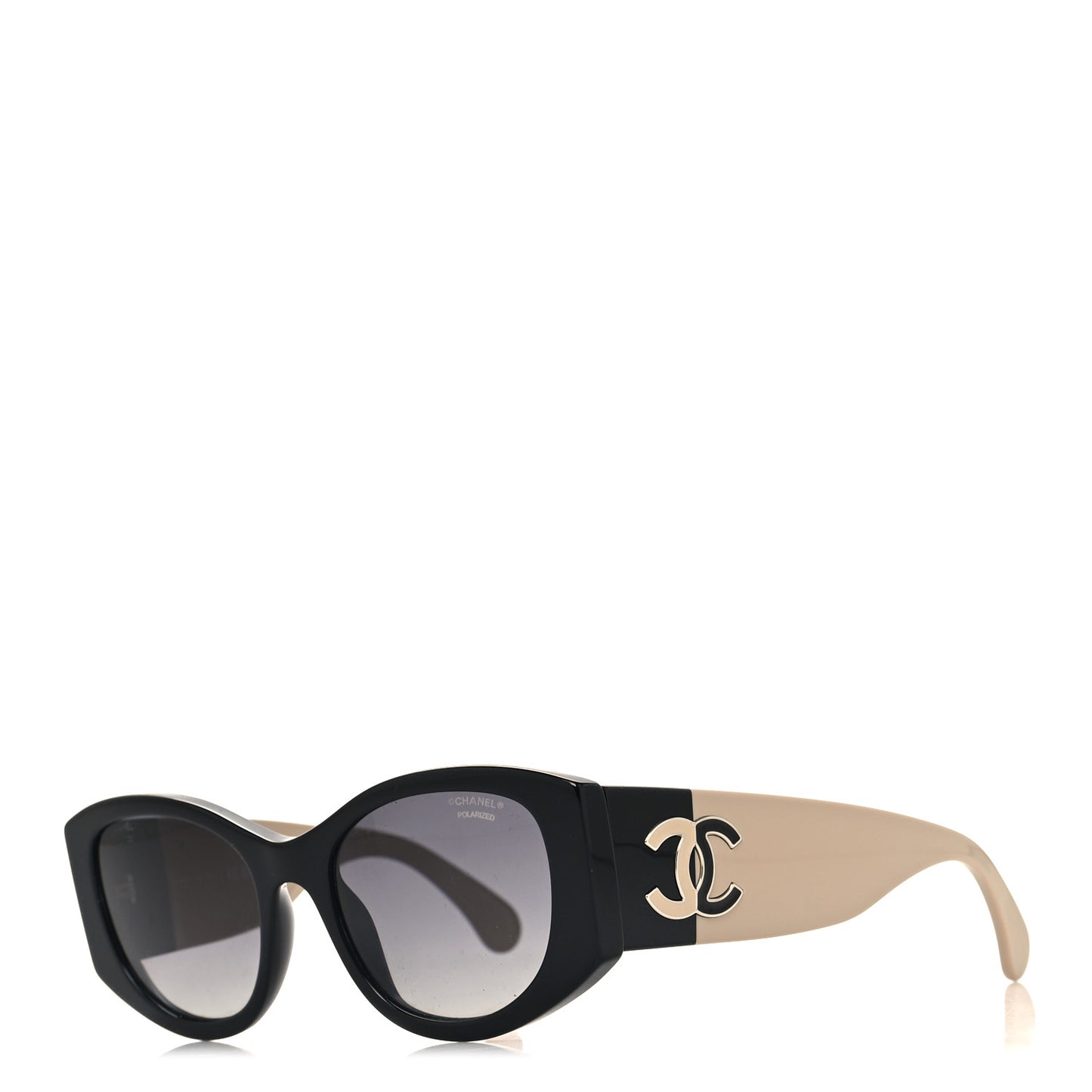Acetate Oval Sunglasses 5524 Black Beige