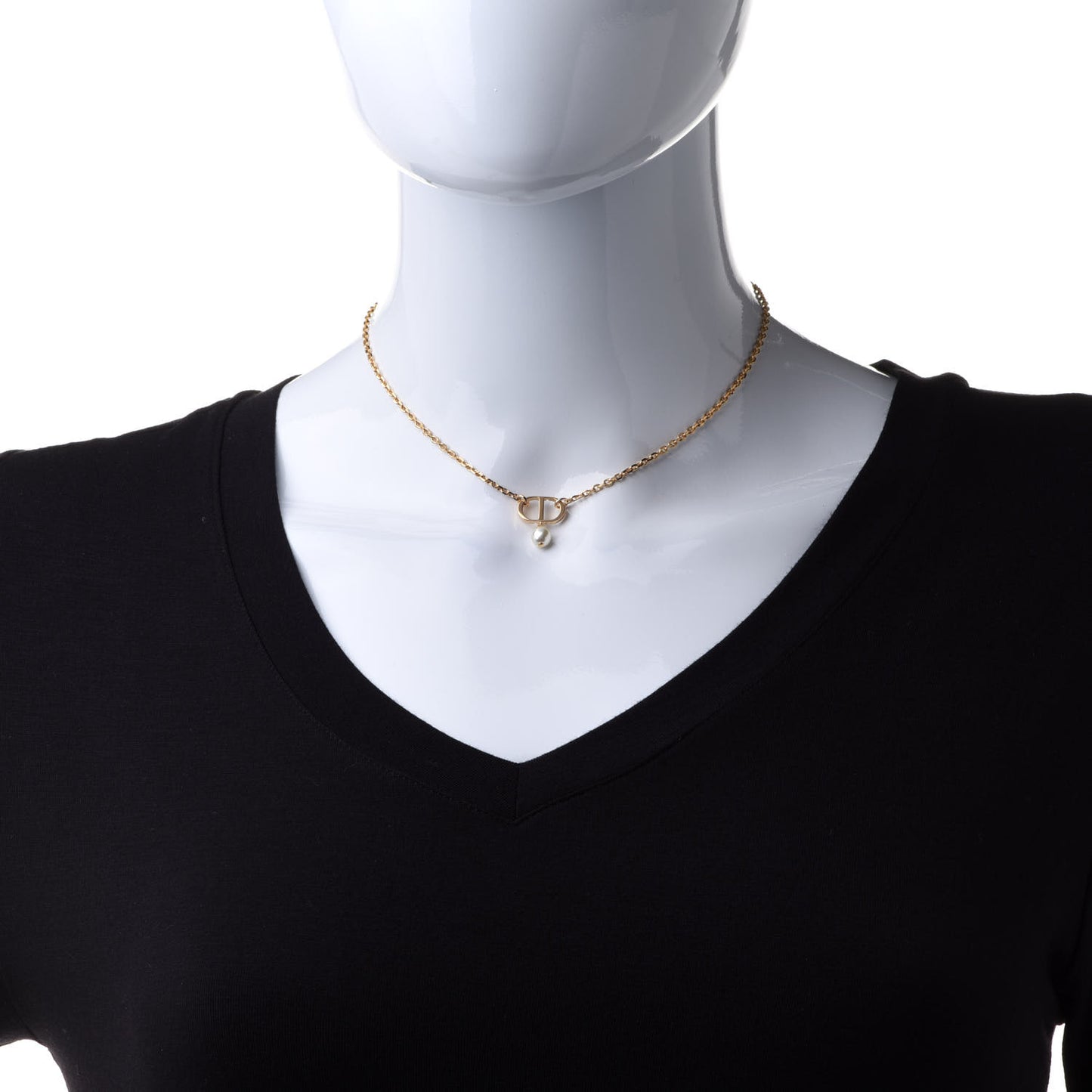 Pearl Petit CD Necklace Gold