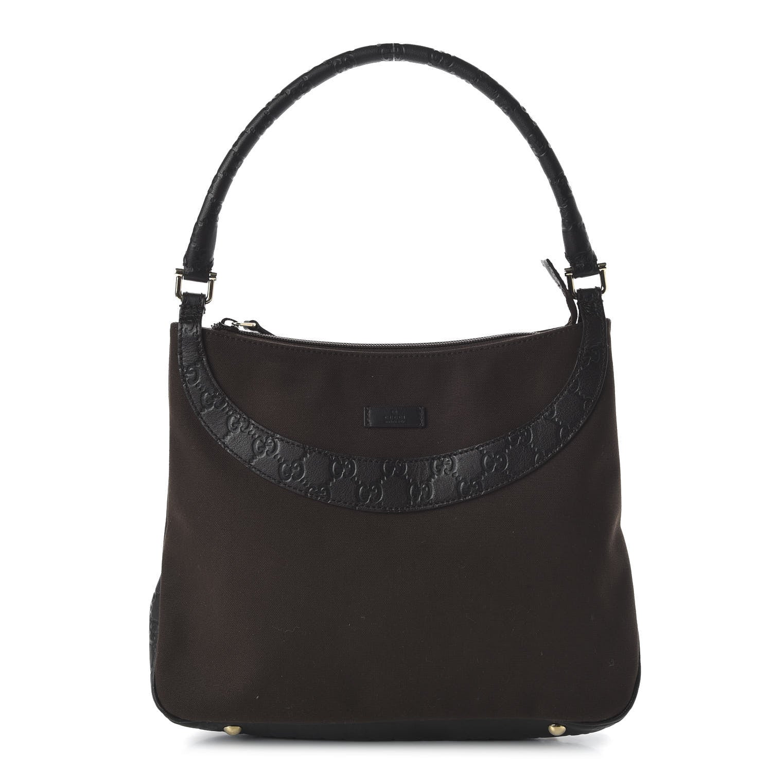 Gucci Guccissima Trim Canvas Hobo Dark Brown 1 of 10