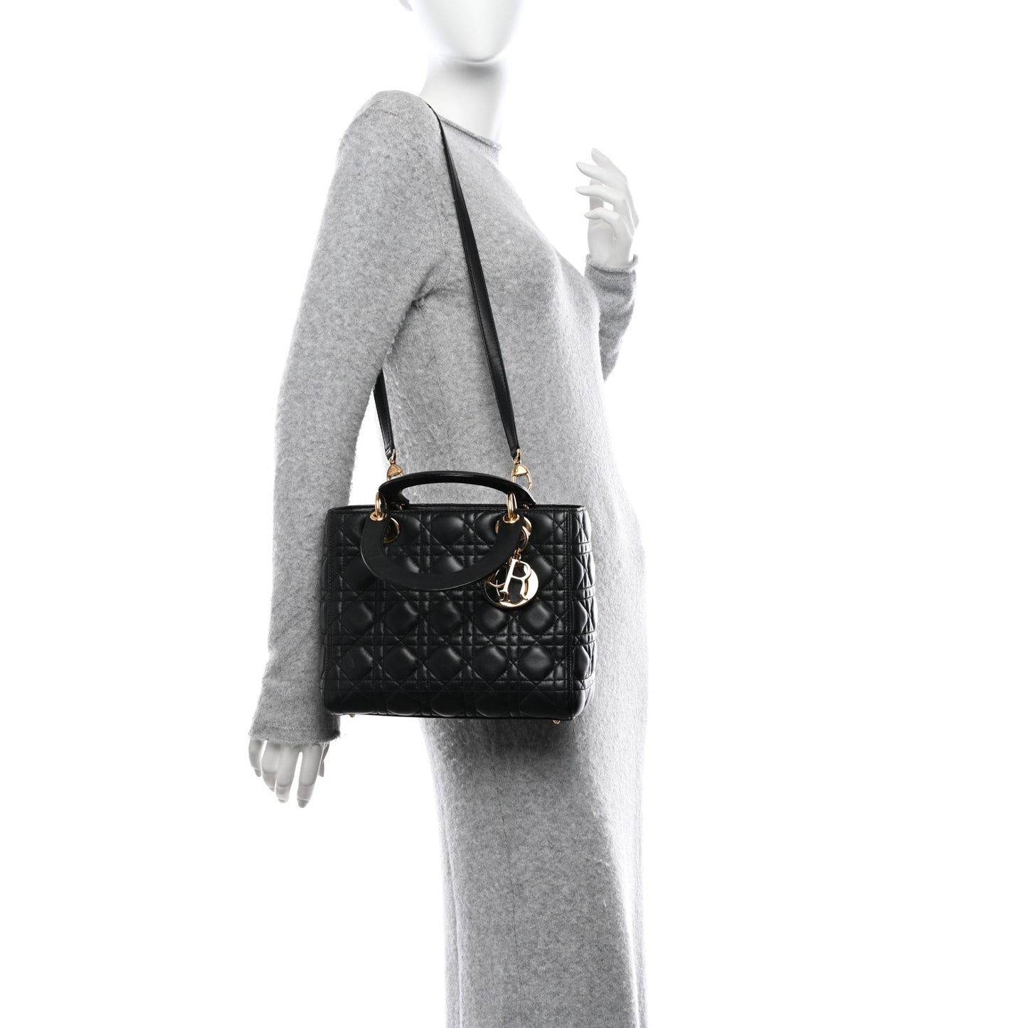 Lambskin Cannage Medium Lady Dior Black
