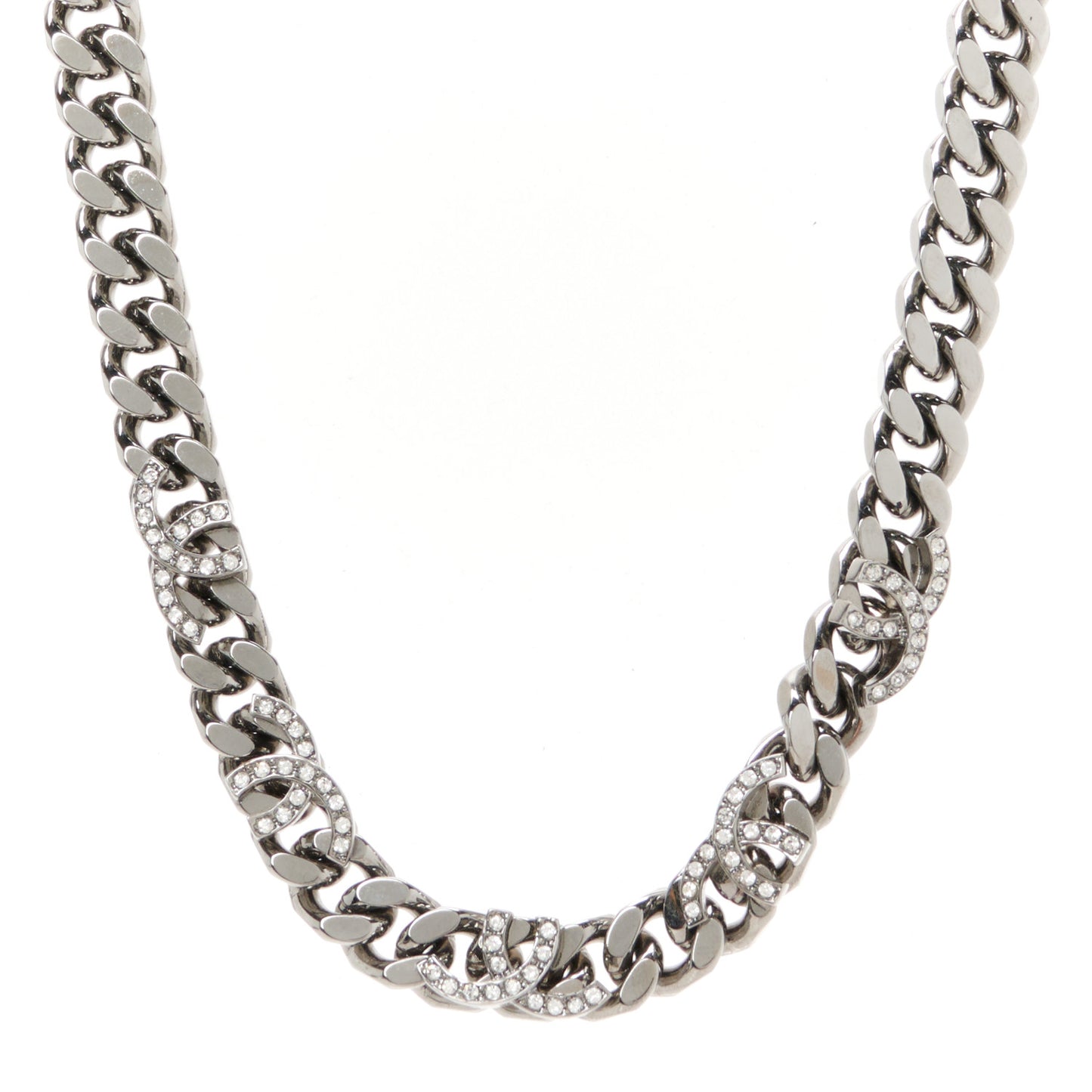 Ruthenium Crystal Chain CC Choker Necklace