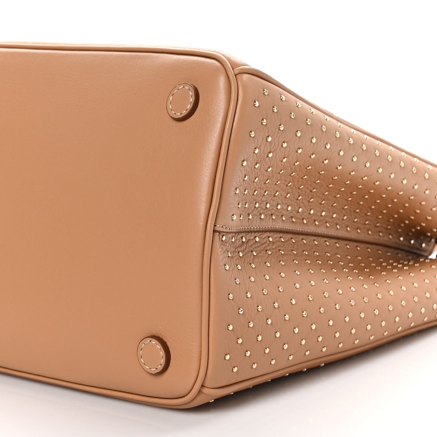 Calfskin Studded Extra Large Galleria Double Zip Tote Natural