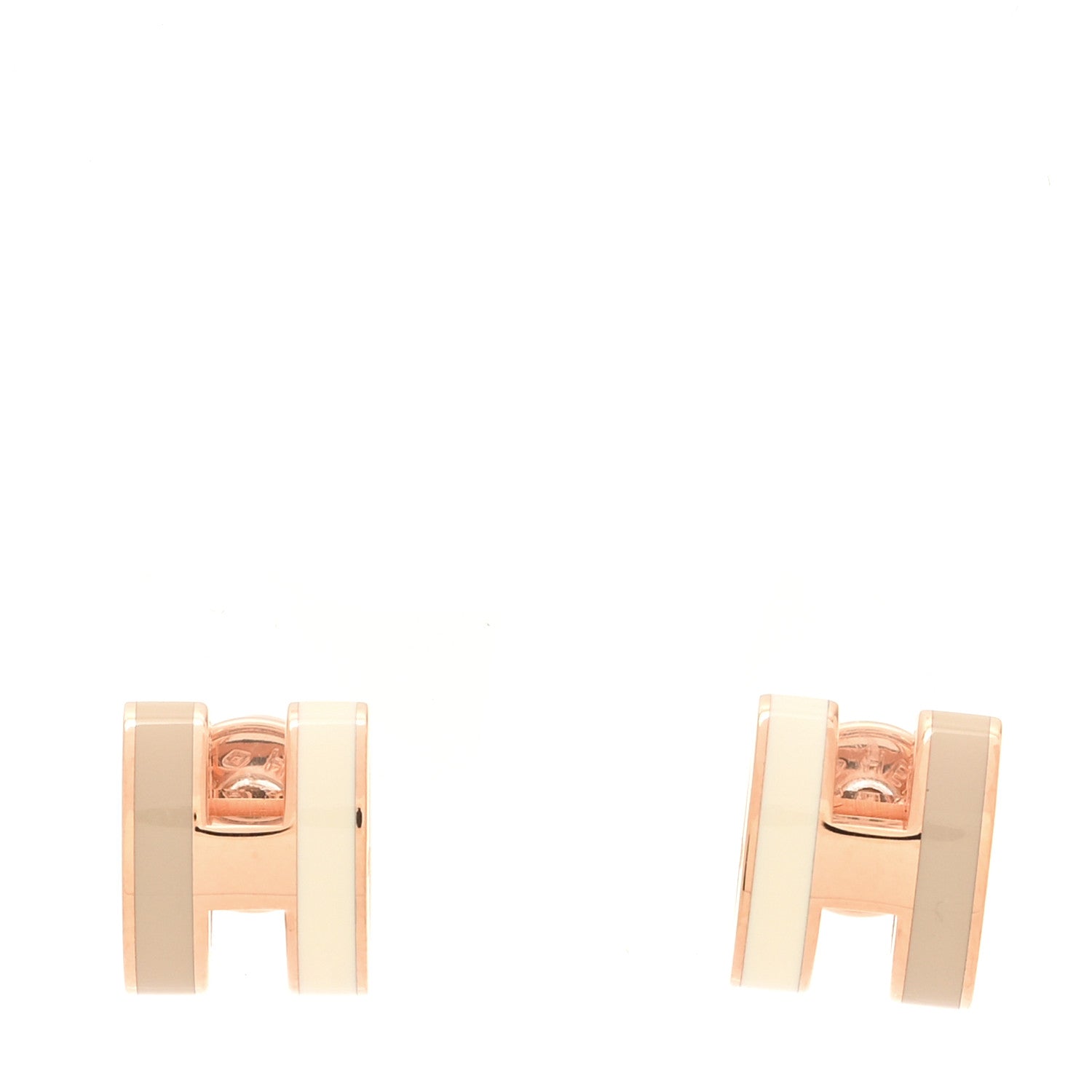 Hermes Rose Gold Lacquered Mini Pop H Rocabar Earrings Systeme