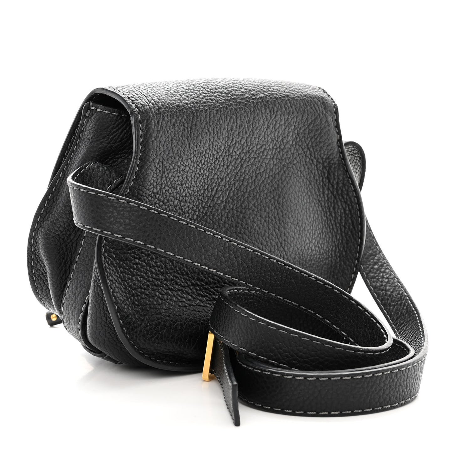 Calfskin Mini Marcie Round Crossbody Bag Black
