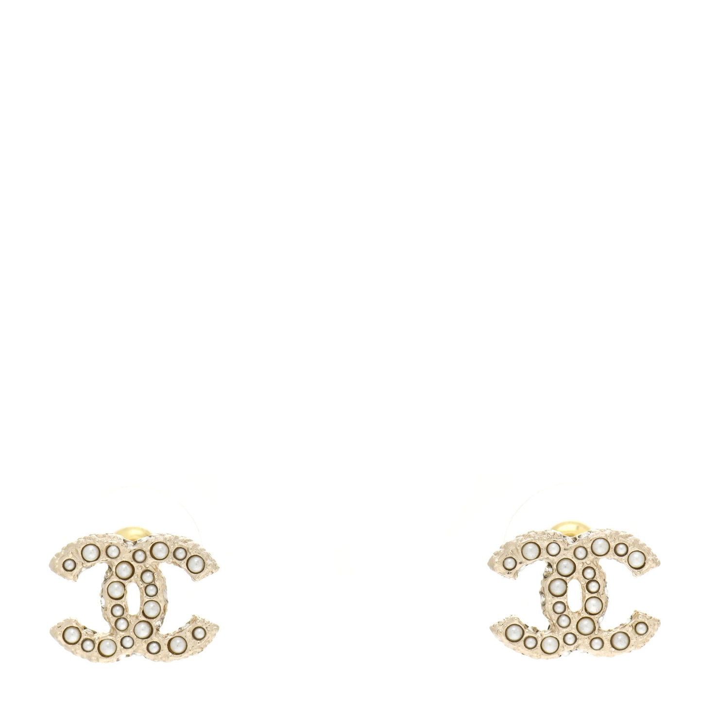 Pearl Crystal CC Earrings Light Gold