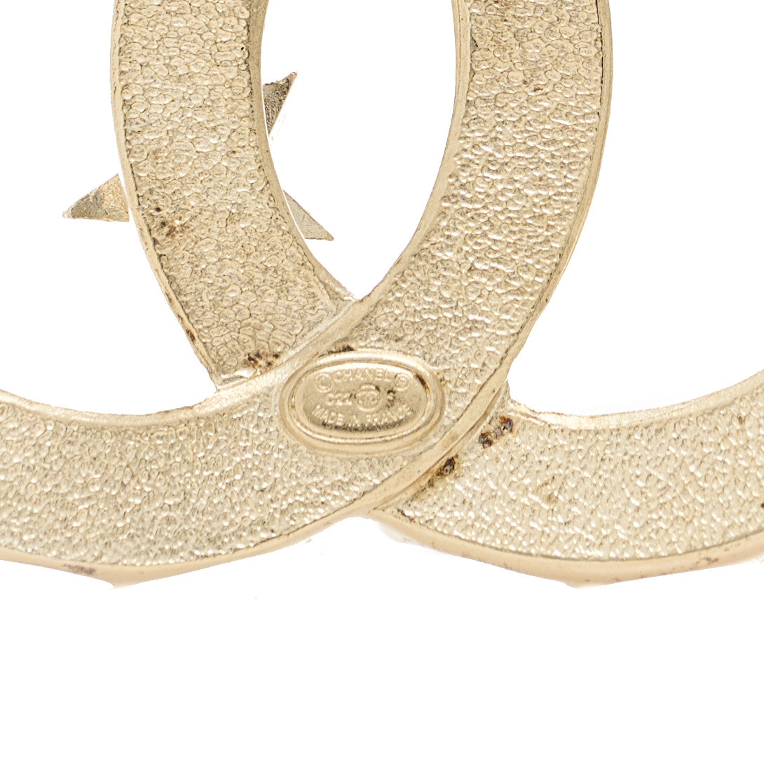Chanel Crystal Pearl Resin CC Star No 5 Brooch Gold White Pink 3 of 4