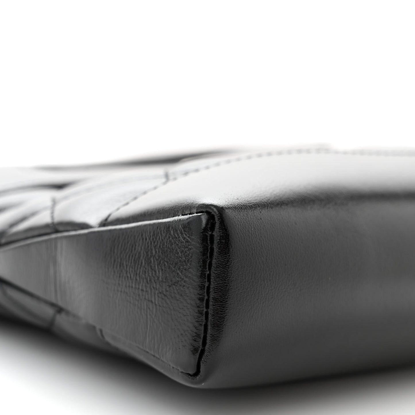 Shiny Crumpled Calfskin Quilted Nano 31 Shopping Bag Black