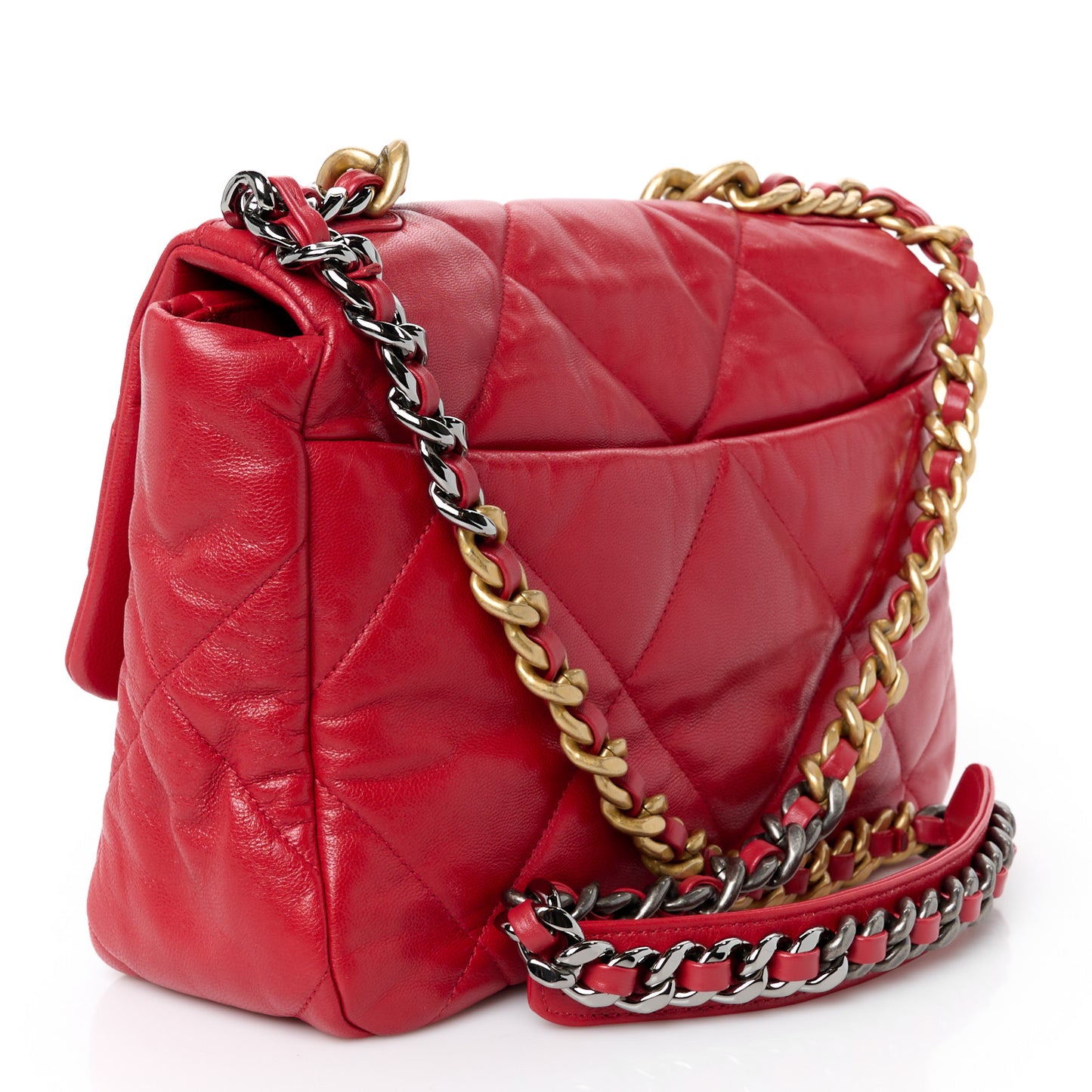 Goatskin Quilted Large Chanel 19 Flap Red