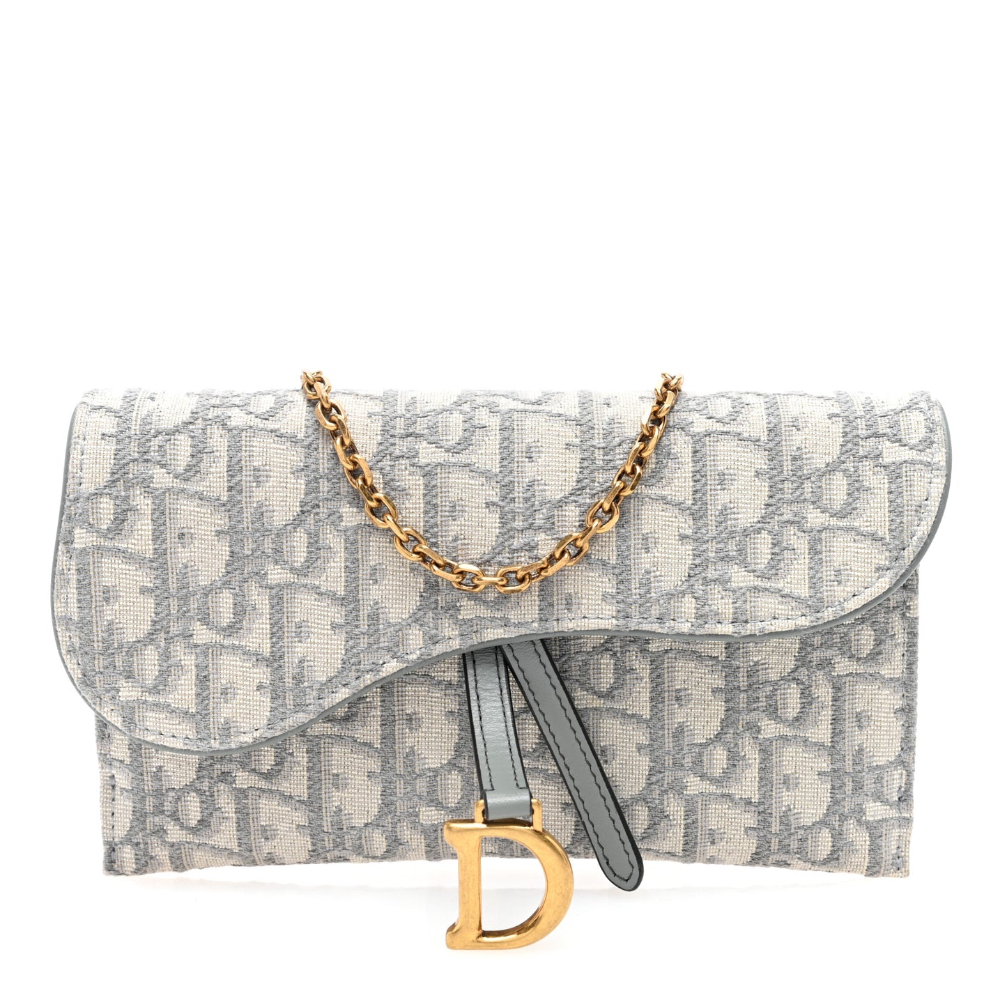 Oblique Saddle Chain Long Wallet Grey