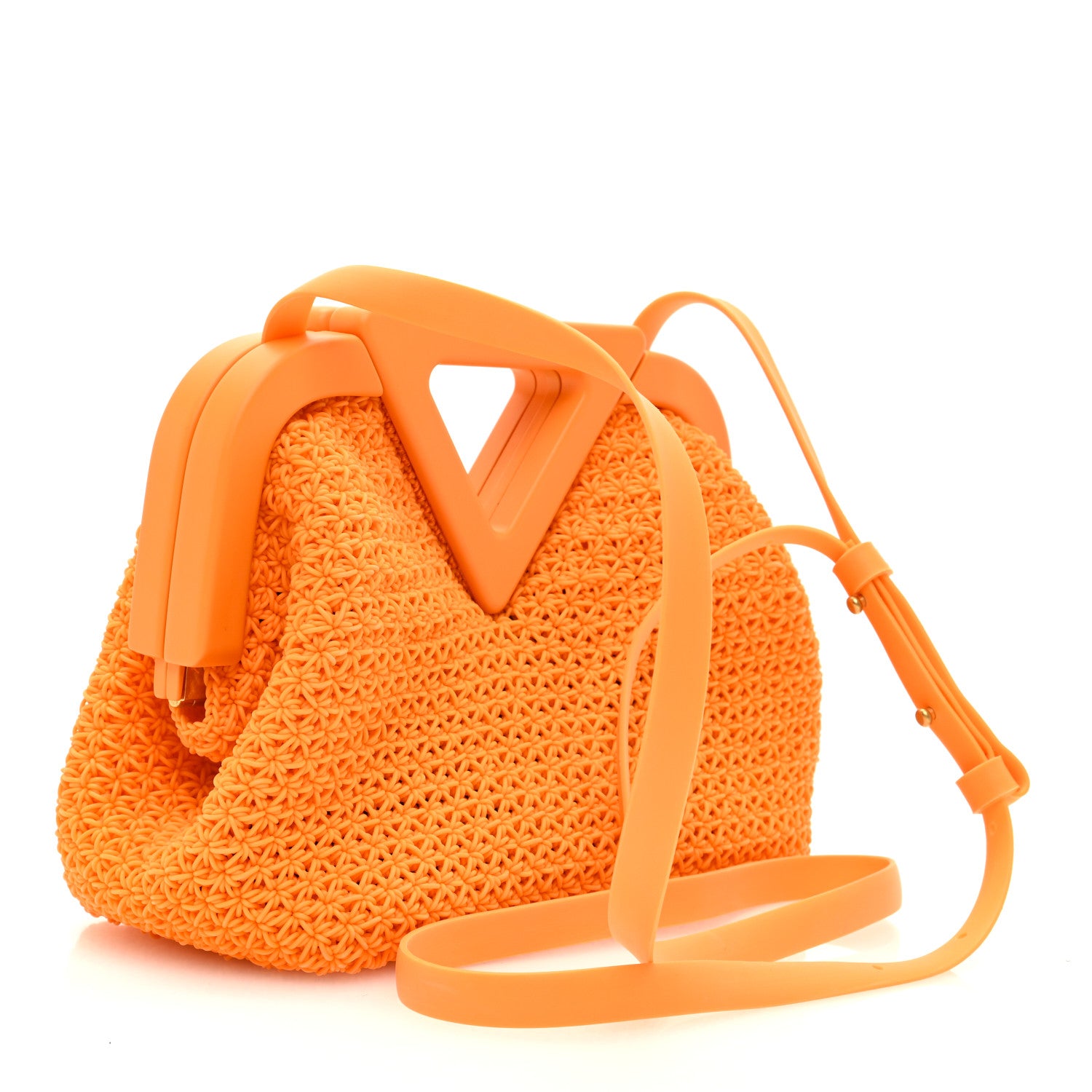 Bottega Veneta Rubber Crochet Small The Point Triangle Bag Tangerine 3 of 9