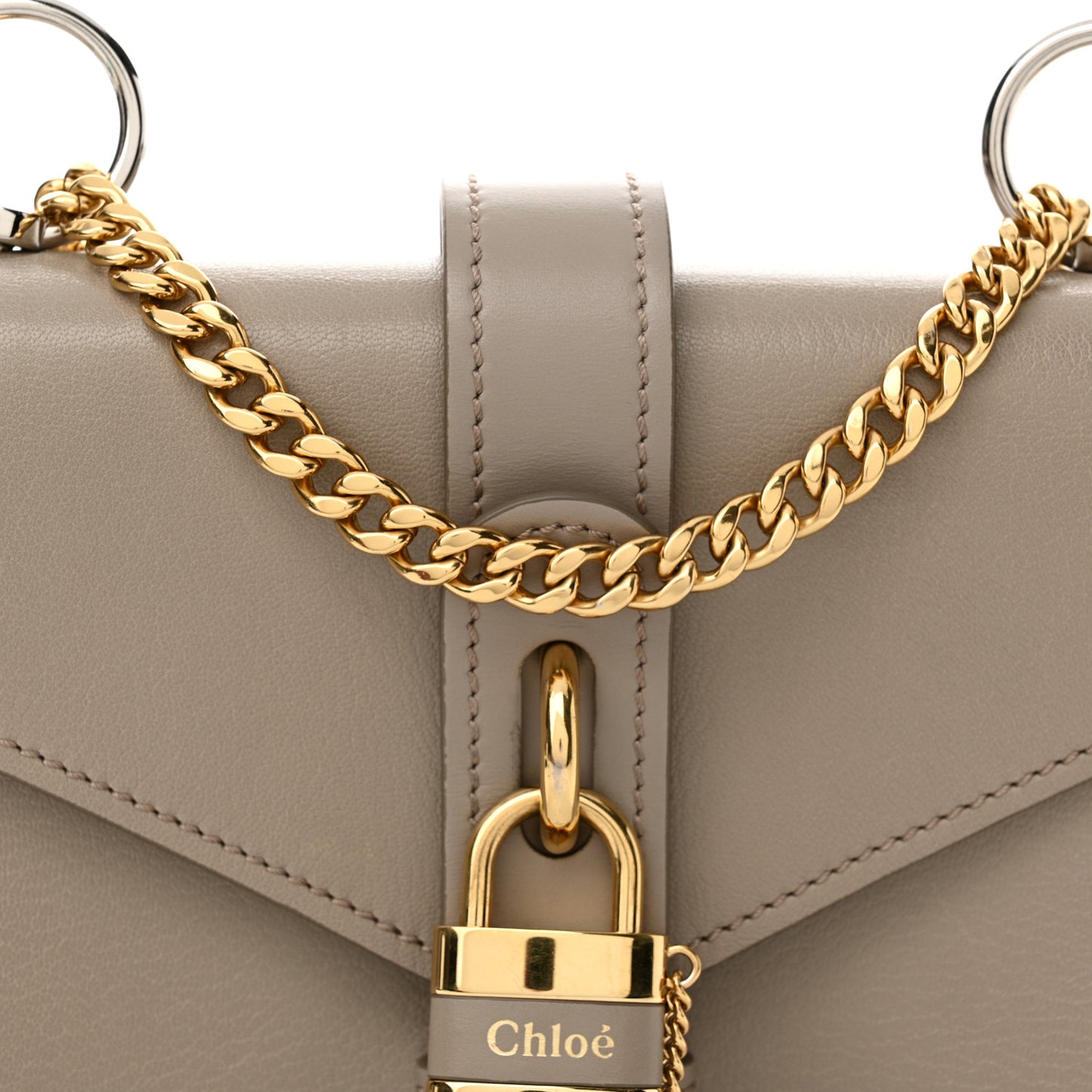 Shiny Goatskin Calfskin Mini Aby Chain Shoulder Bag Motty Grey