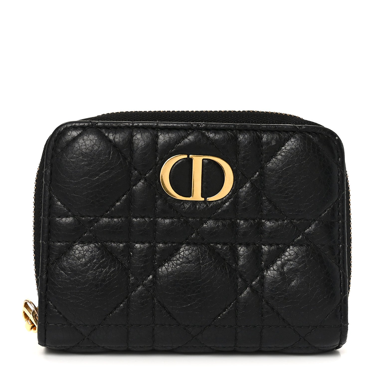 Dior Caro Scarlet ウォレット BLACK Christian Dior Grained Calfskin Supple Cannage Caro Scarlet Zipped