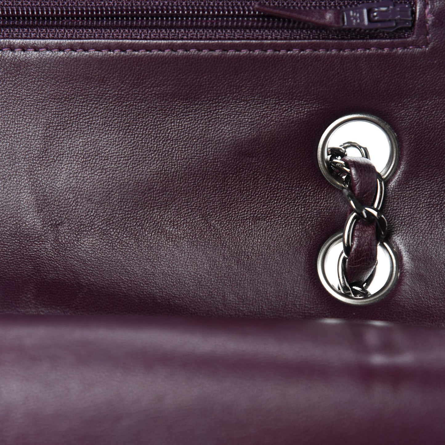 Lambskin Quilted Medium Double Flap Dark Purple