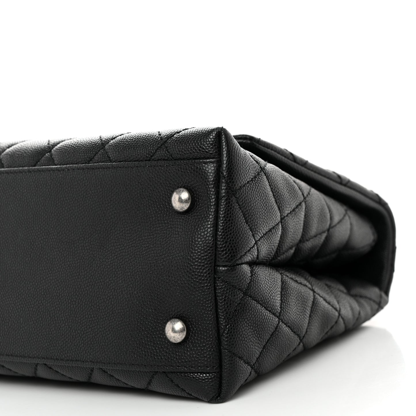 Caviar Lizard Quilted Small Coco Handle Flap Black