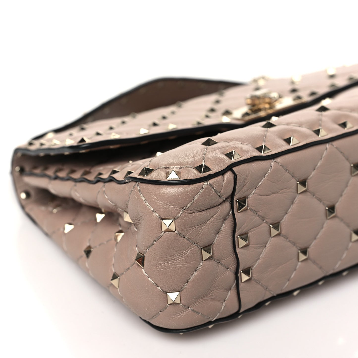 Lambskin Medium Rockstud Spike Shoulder Bag Poudre