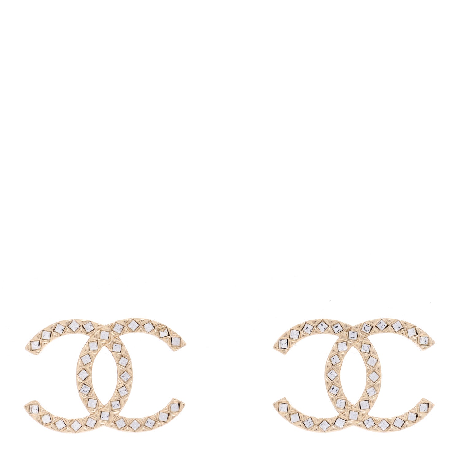 Chanel Baguette Crystal High Society CC Earrings Gold 1 of 3