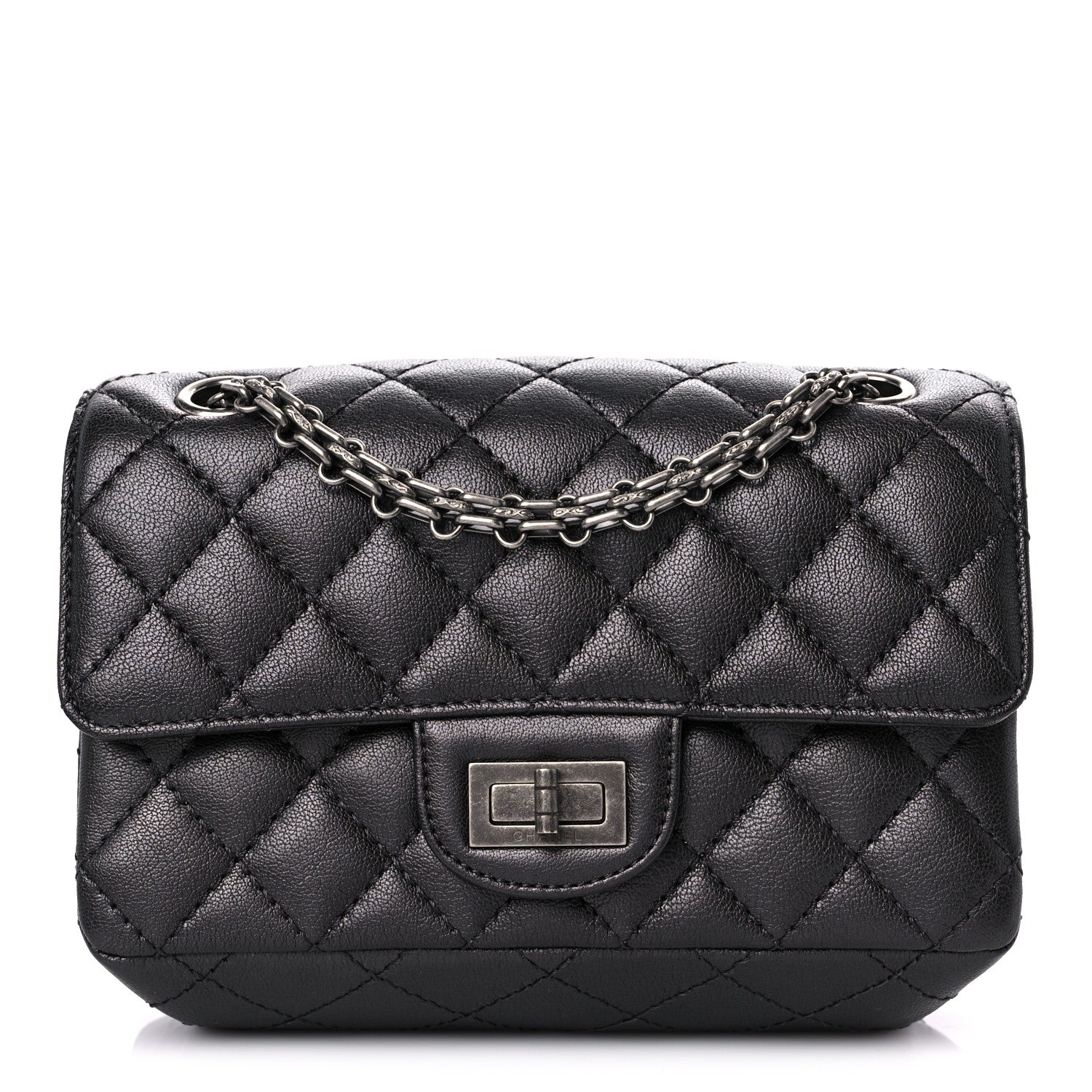 Chanel Metallic Sheepskin Quilted 2.55 Reissue Mini Flap Black 1 of 10