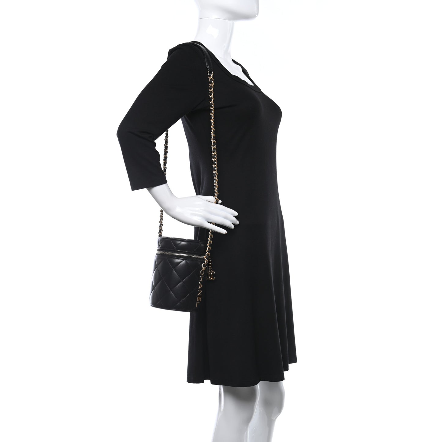 Lambskin Quilted Side Note Vanity Black