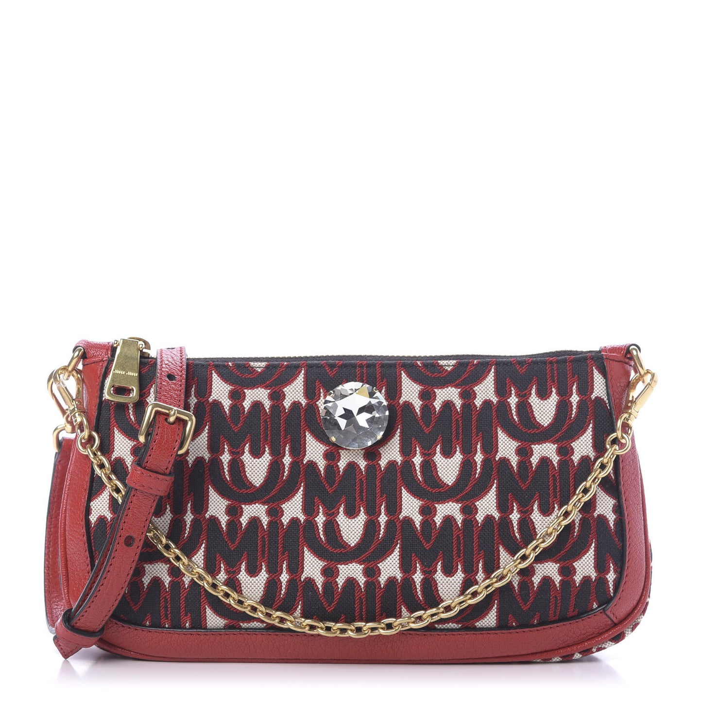 Jacquard Madras Logo Crossbody Red