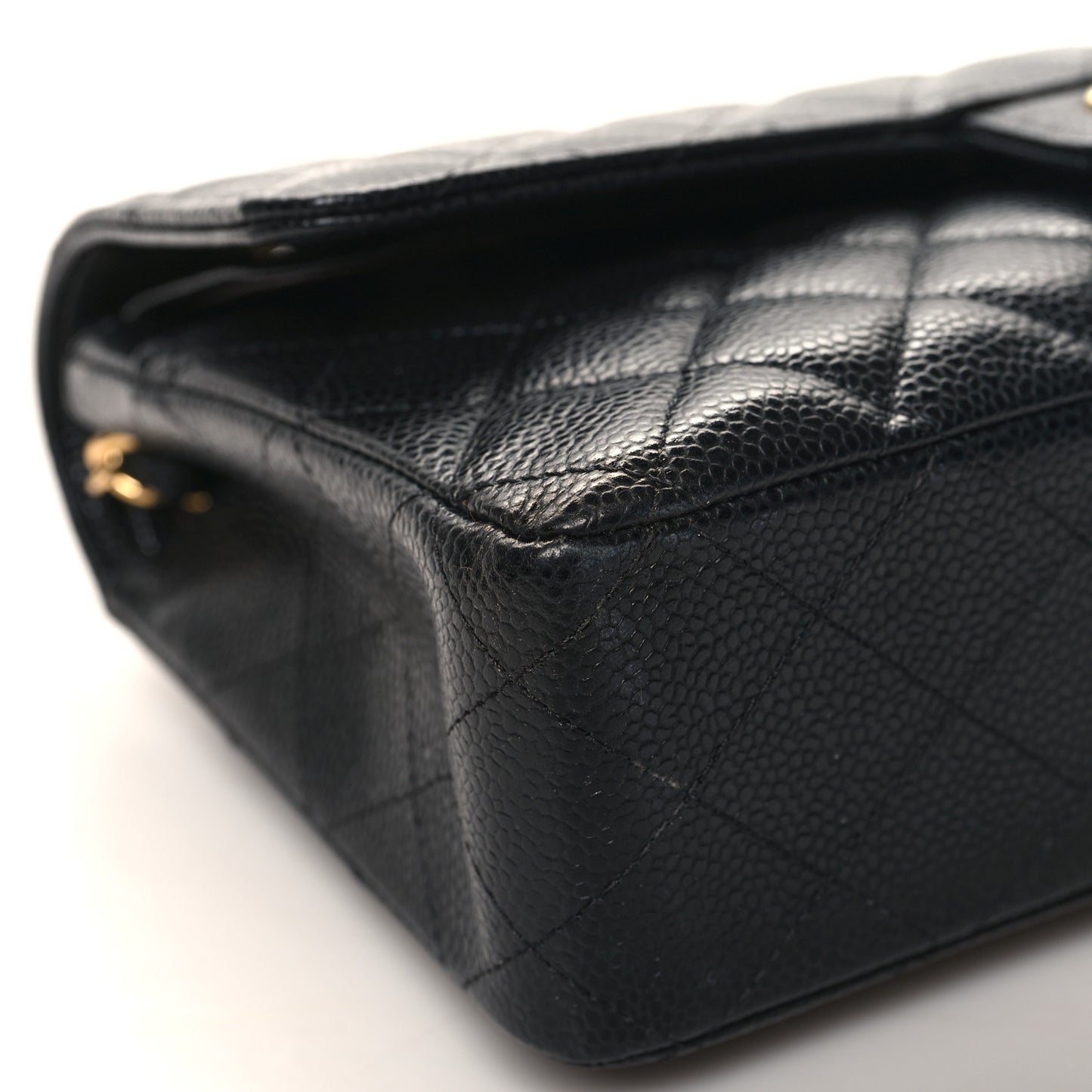Caviar Quilted Medium Double Flap Black