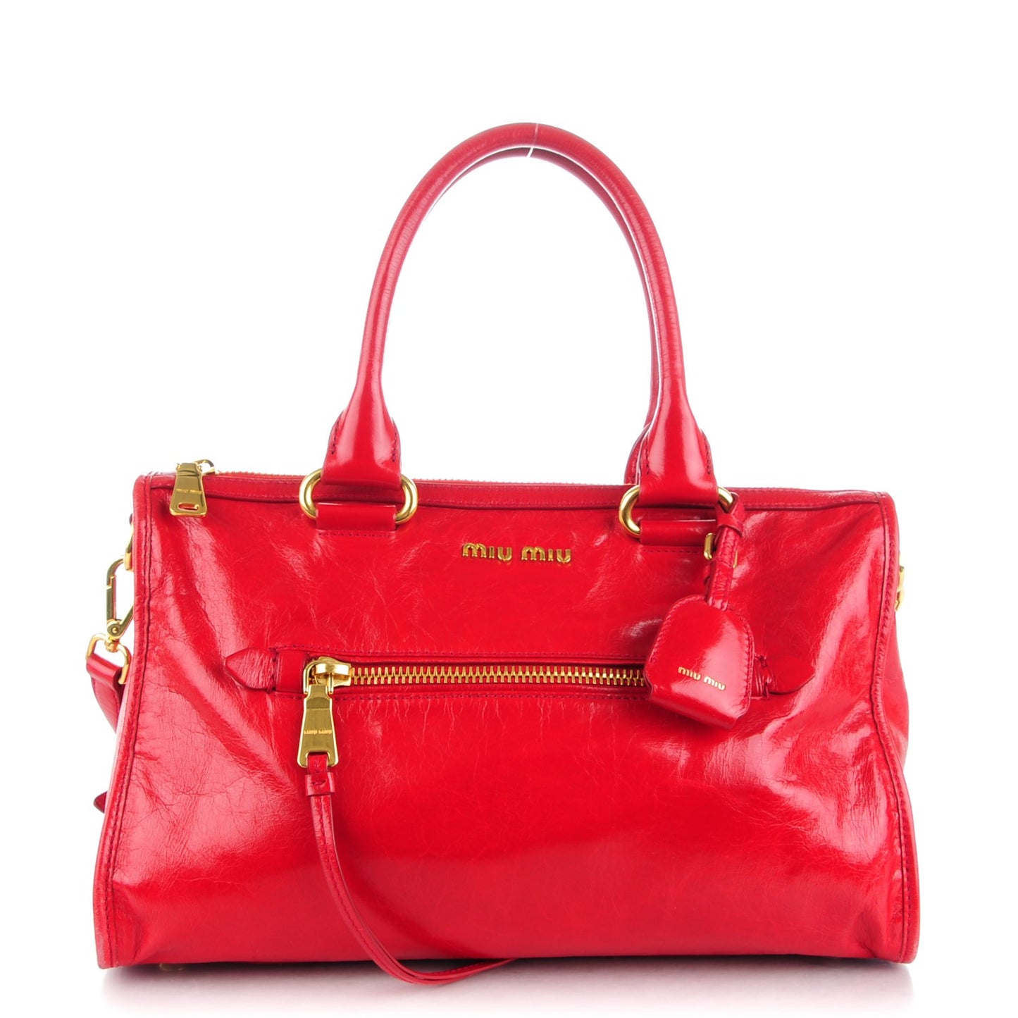 Vitello Shine Zip Tote Rosso