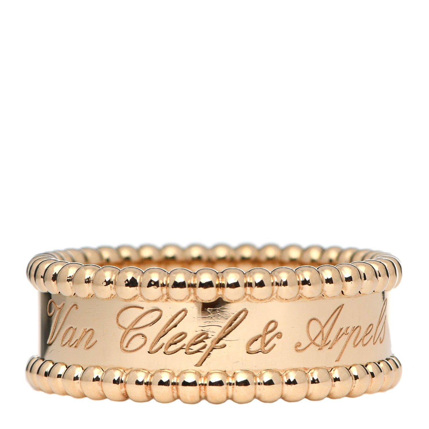 Van Cleef & Arpels 18K Yellow Gold Perlee Signature Ring 58 8.25 1 of 7