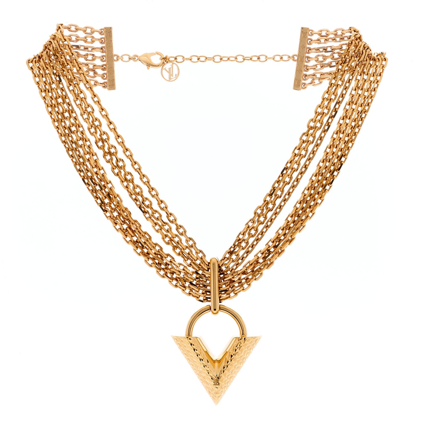 Essential V Guilloche Choker Gold