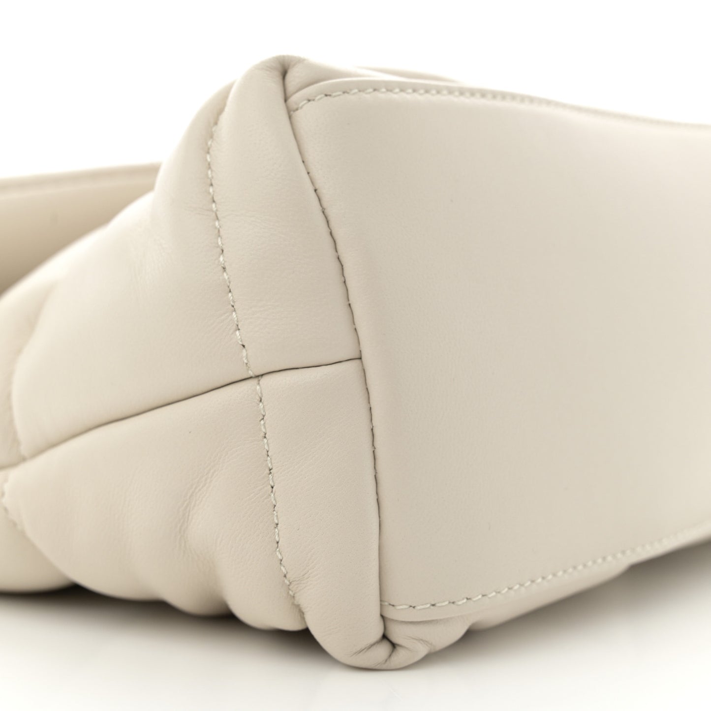 Lambskin Quilted Small Loulou Puffer Monogram Chain Satchel Crema Soft