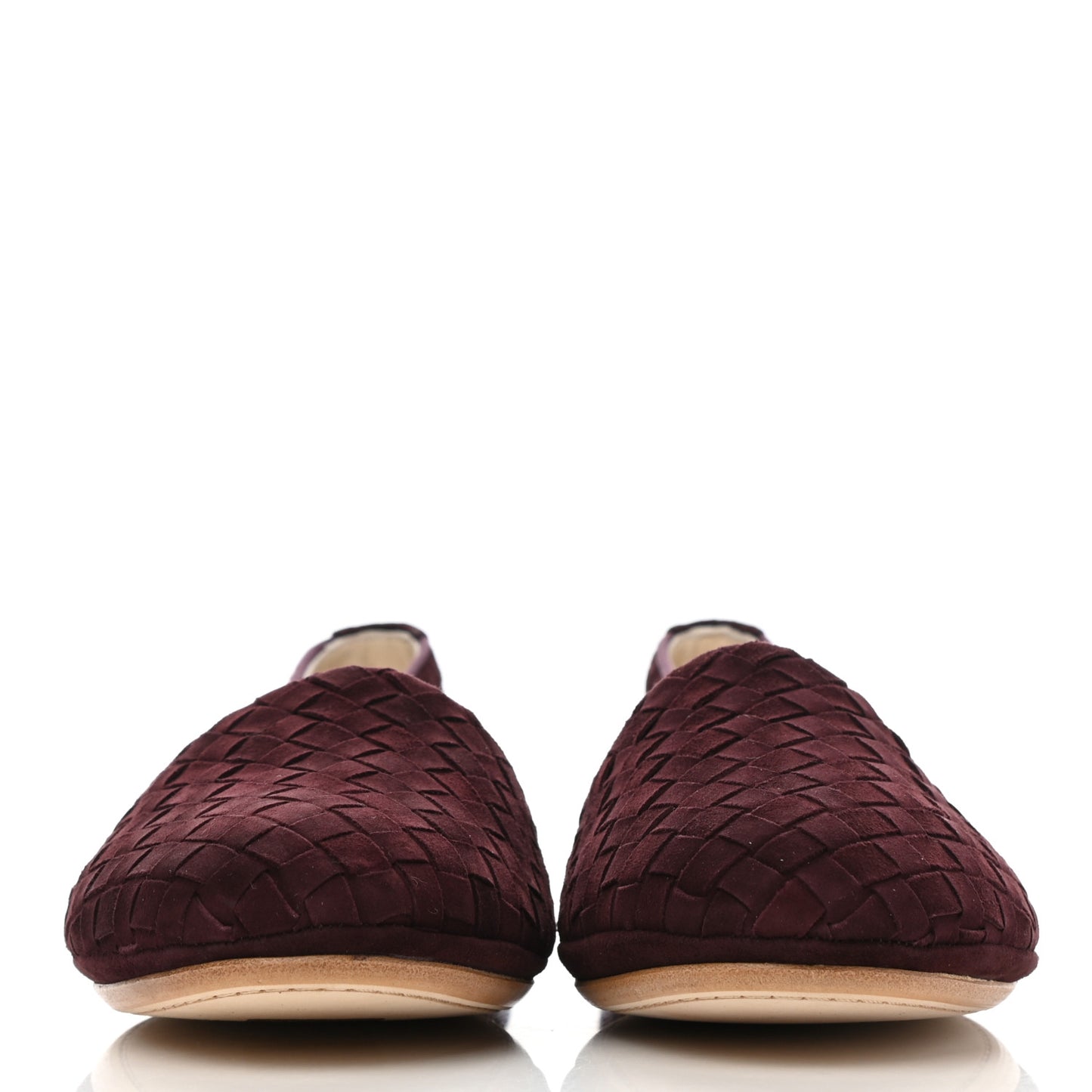 Suede Intrecciato Flats 39 Maroon