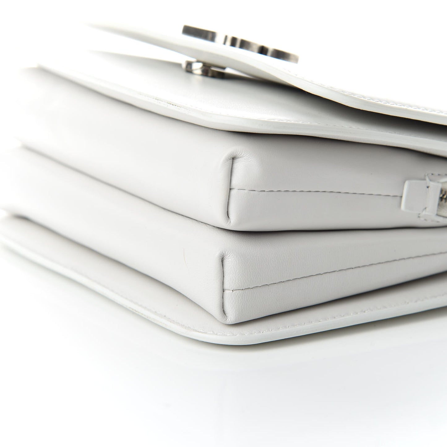 Shiny Box Calfskin Small B Bag White