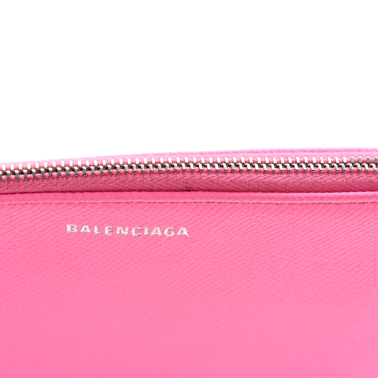 Calfskin Logo Zip Pouch Acid Pink Light Black