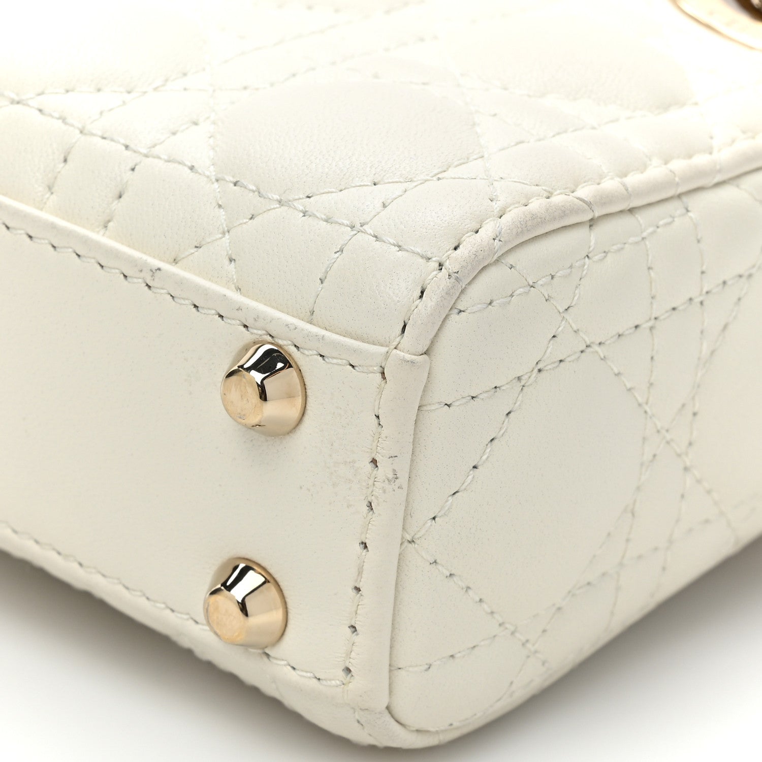 Christian Dior Lambskin Cannage Micro Lady Dior White 10 of 13