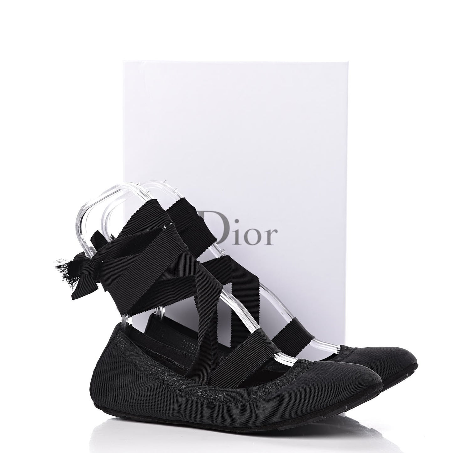 Micro Mesh Academy Lace-Up Ballerina Flats 39 Black