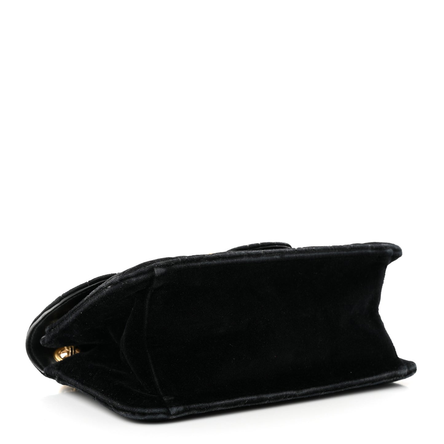 Velvet Quilted Gancini Flap Bag Black