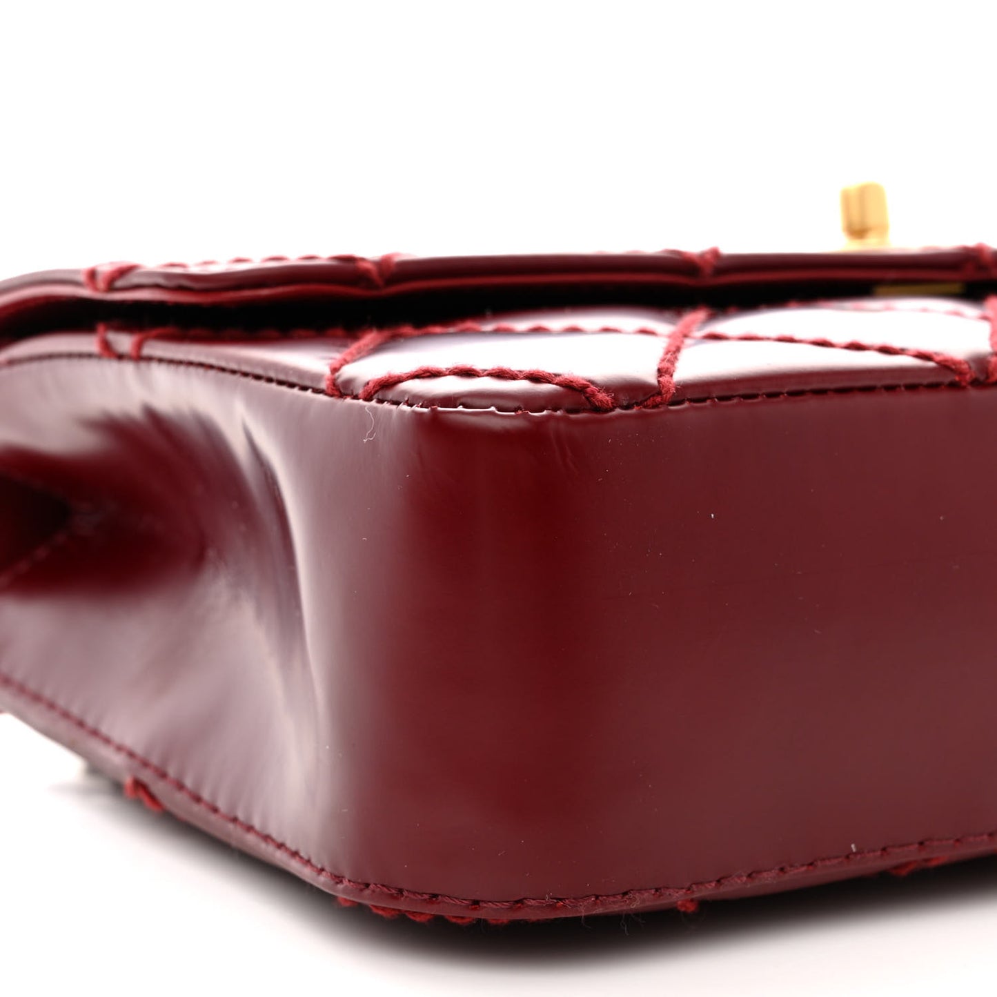 Calfskin Quilted Medium Wild Stitch Flap Burgundy