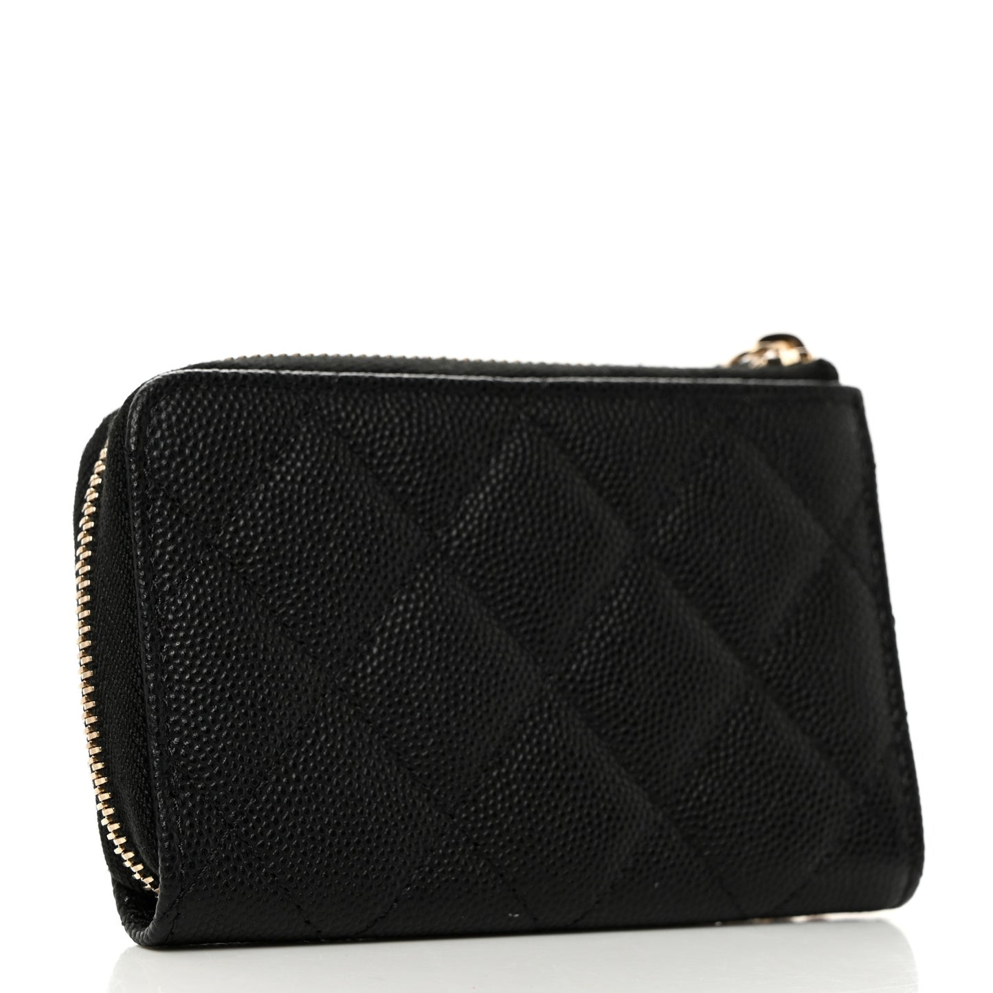 Caviar Quilted Zipped Key Holder Case Black