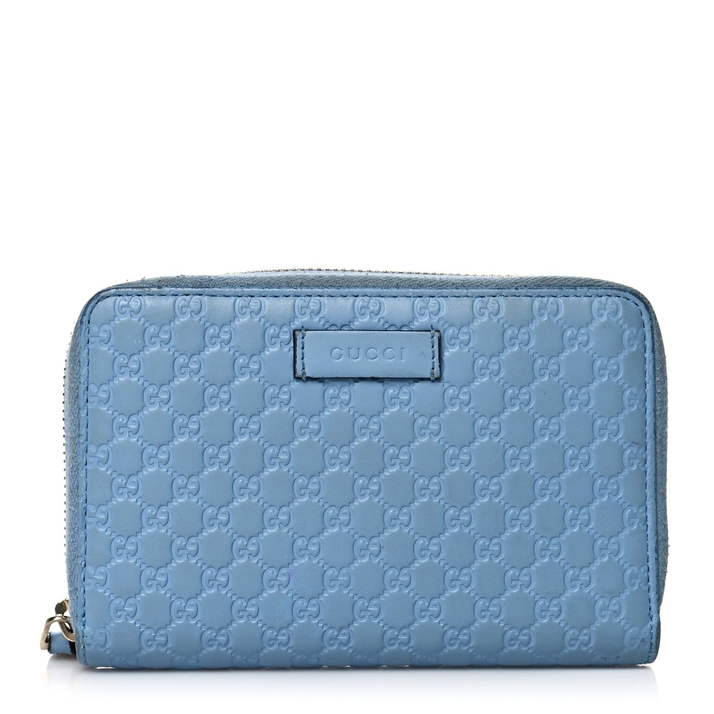 Soft Microguccissima Zip Around Organizer Wallet Mineral Blue