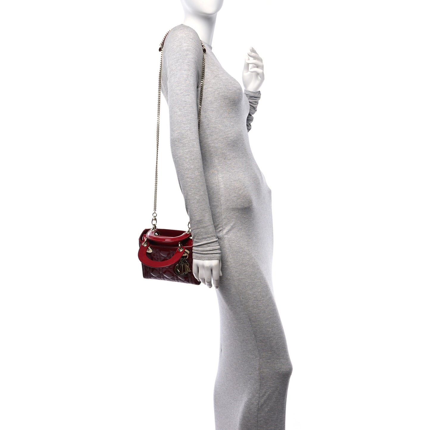 Patent Cannage Mini Lady Dior Red