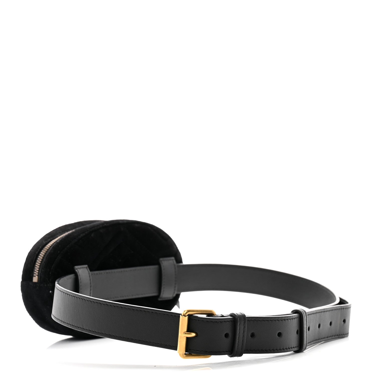 Gucci Velvet Matelasse GG Marmont Belt Bag 95 38 Black 3 of 15