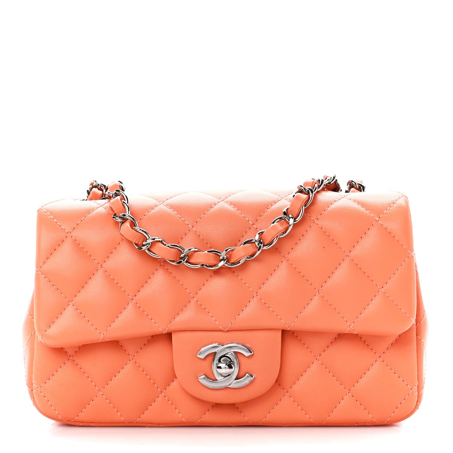 Chanel Lambskin Quilted Mini Rectangular Flap Light Orange 1 of 11