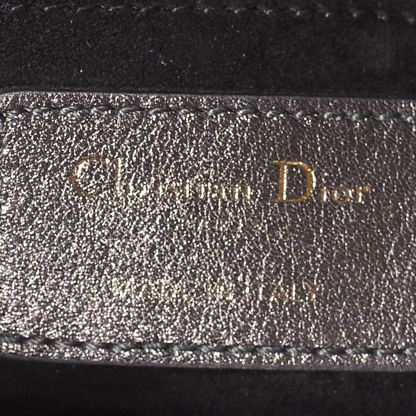 Metallic Grained Calfskin Cannage Small Lady Dior Gunmetal