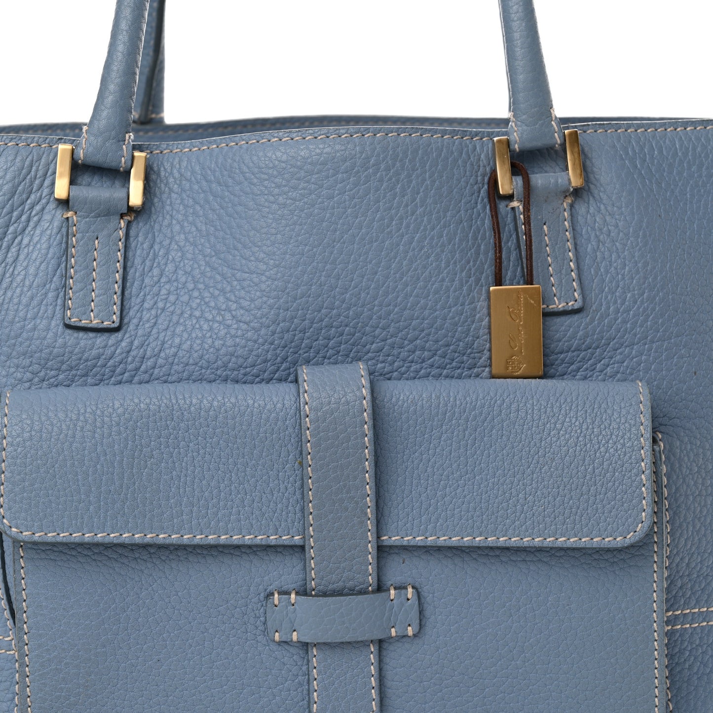 Grained Calfskin Globe Shoulder Bag Sky Blue