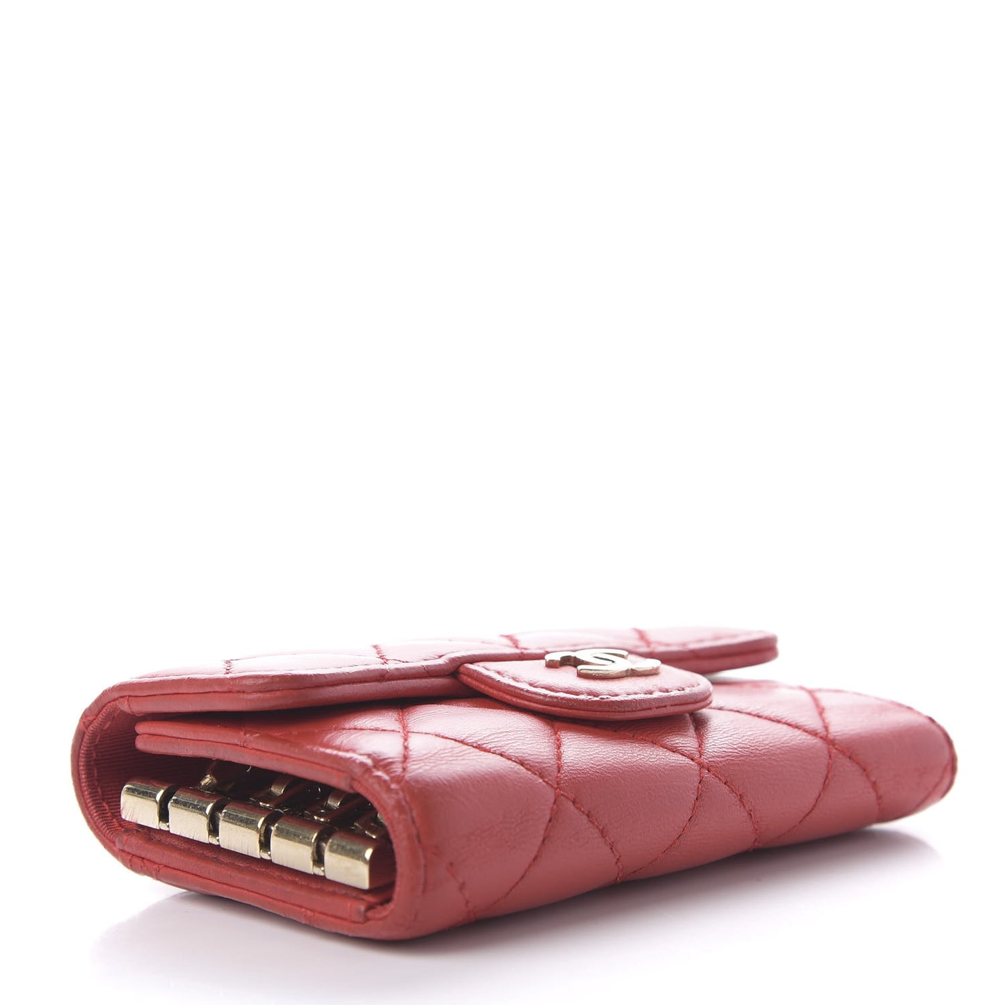 Lambskin Quilted 4 Key Holder Red