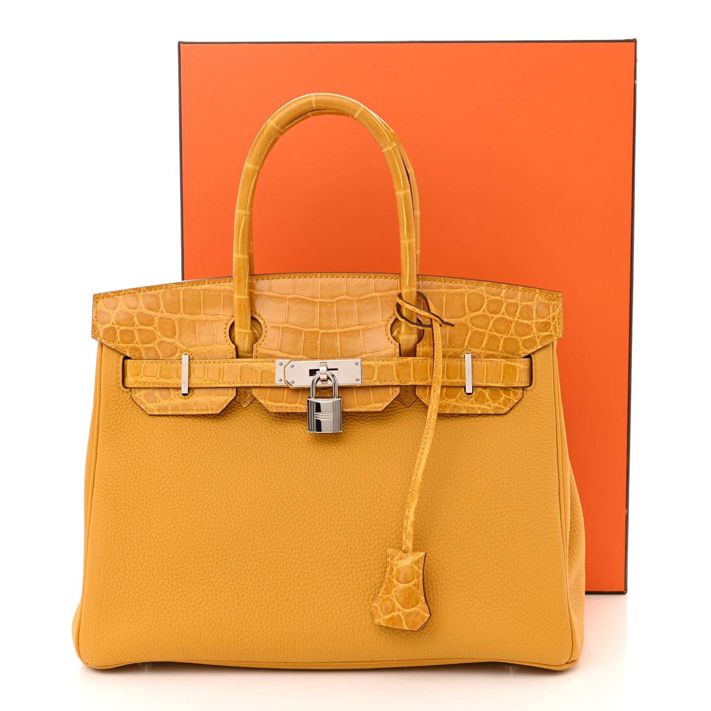 Togo Shiny Niloticus Crocodile Birkin Touch 30 Jaune Ambre