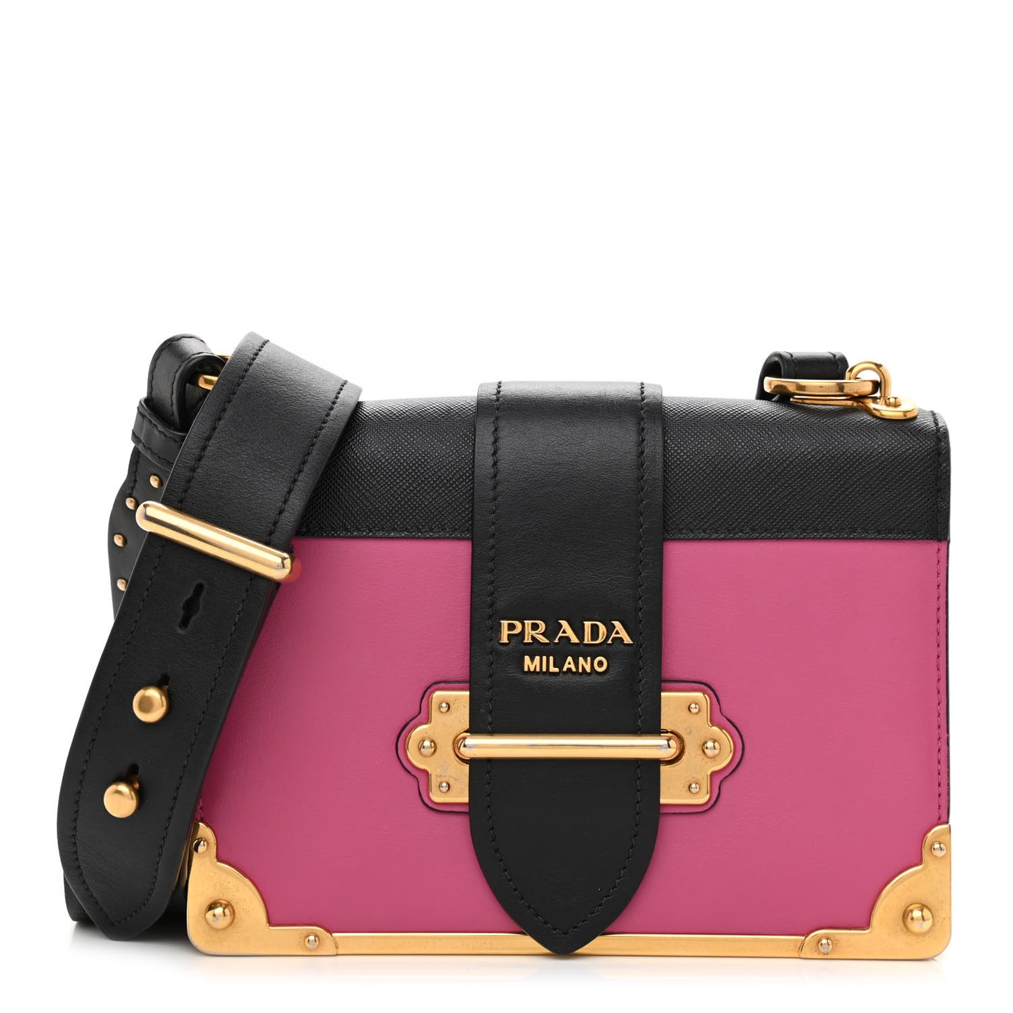 City Calf Saffiano Cahier Bag Fuxia Black