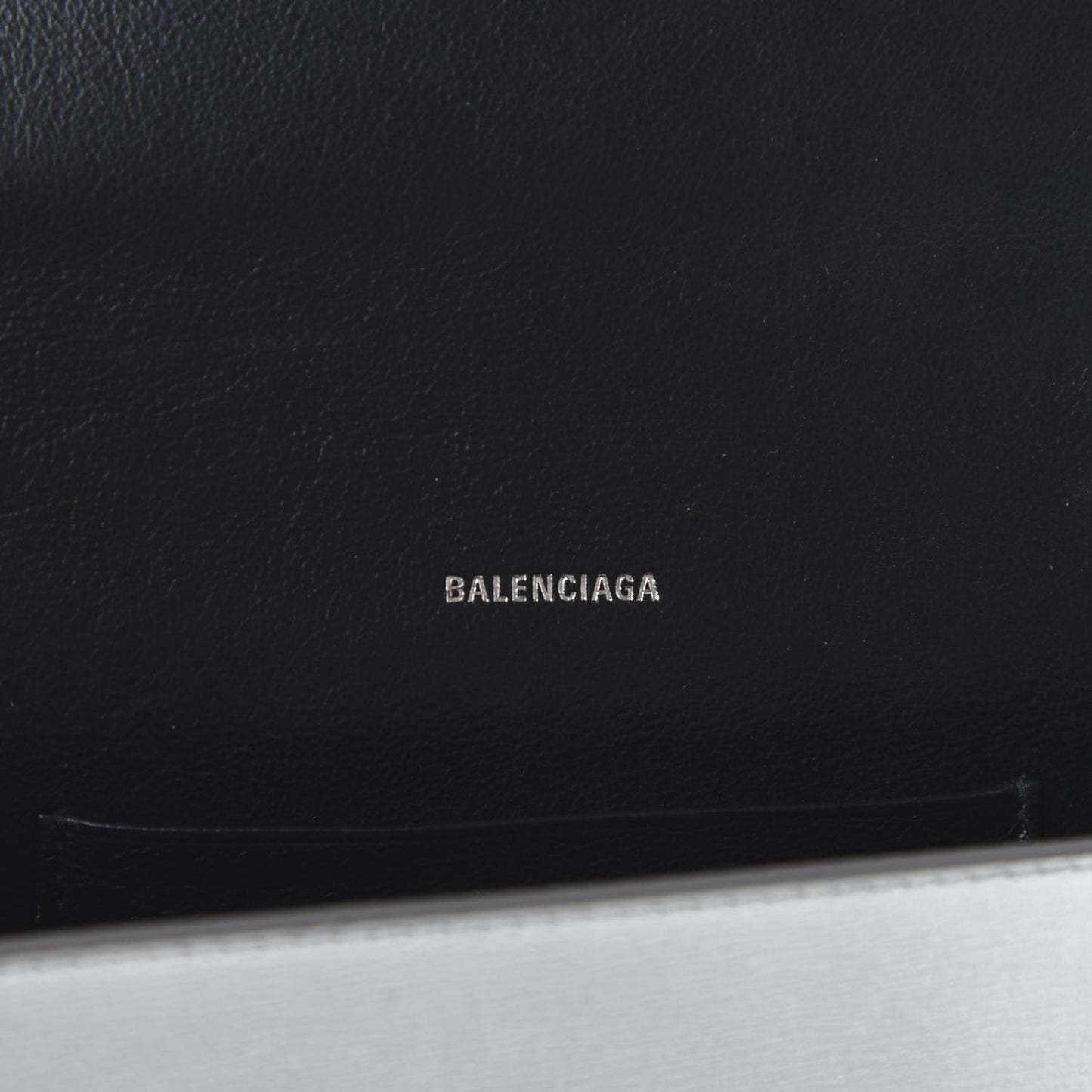 Metallic Grained Calfskin BB Phone Holder Wallet On Chain Silver